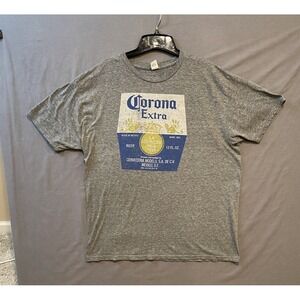 Corona Extra Shirt Men's XL Gray Distressed Faded Tee Beer Cerveza